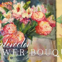 Рисуем акварелью букет цветов