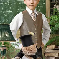 Коллаж многослойный Кот ученый