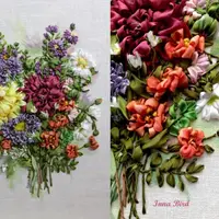 Букет Цветочный Фейерверк: вышивка лентами