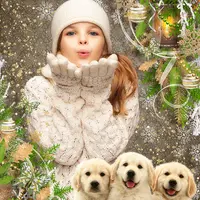 Зимний коллаж: Портрет со щенками