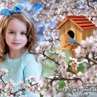 Весенний коллаж для портретного фото - Скворечник