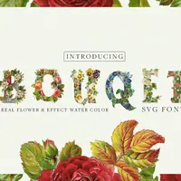 Букеты цветов и акварели в шрифте