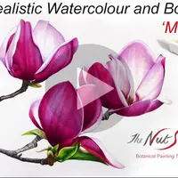 Магнолия и осенние листья. Реалистичная ботаническая иллюстрация