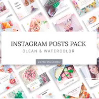 Акварельные шаблоны постов и сториз для Instagram