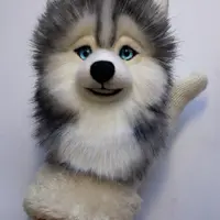 Варежки с хаски