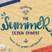 Летний набор шрифтов, иллюстраций и графики