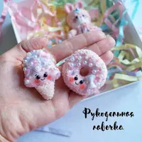 Броши из фетра: Мороженое, Пончик, Единорог