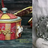 Шкатулка "Карусель" и винтажное новогоднее украшение "Ангелы с нами"