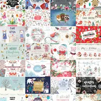 Набор графики в стиле зимние праздники