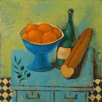 Многослойная техника живописи акрилом на холсте с процарапыванием