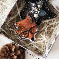 Вышивка броши Лис Strict_Fox