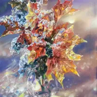 Масло. Иней на кленовых листьях