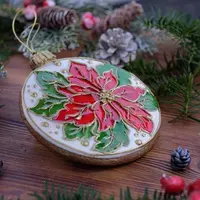 Витражный пряник с цветком на Новый Год