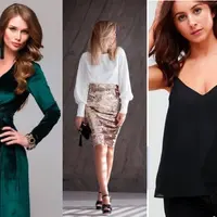 Платье на запах, юбка из пайеток, топ