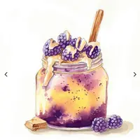 Акварель: Капучино, круассан с малиной и пудинг