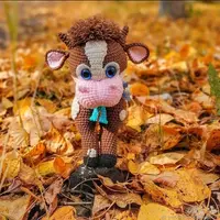 Вязаные игрушки: Телёнок Каштан