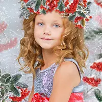 Фотошаблон "Венок с зимней рябиной"