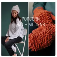 Шапка и варежки спицами Popcorn