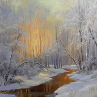 Зимний лес с рекой