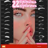 22 кисти для ресниц и бровей в Procreate