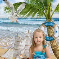 Летний морской PSD фотошаблон "У моря"