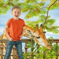 Детский летний фотошаблон в PSD "Балкон и жирафы"