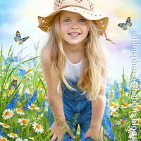 Летний детский фотошаблон в PSD "Полевые цветы"