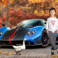 Детский осенний фотошаблон с авто