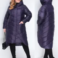 Выкройка пальто-пуховика с рукавом реглан и капюшоном (размеры 40-64)