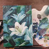 Реалистичные цветы акрилом