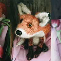 Вязаный спицами лисёнок Fox Cub