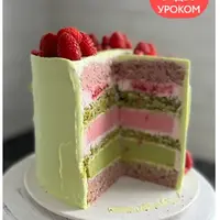 Бисквитный торт Фисташка-малина