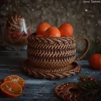 Чашка-конфетница корневым плетением