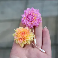 Георгин: брошь-игла и кулон