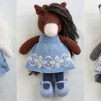 Вязаная спицами лошадка в платье Horse in a dress
