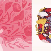 Иллюстрированные портреты с цветочными элементами