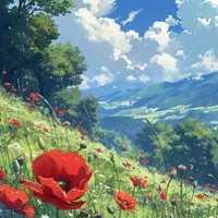 Пейзаж гуашью