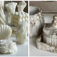 Свечи + декор из гипса