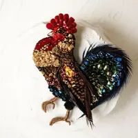 Брошь Золотой петушок