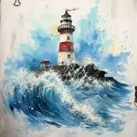 Маяк, лаванда + вышивка