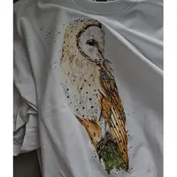 Роспись по ткани: Заяц, синица, сова