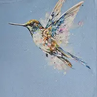 Роспись по ткани: Колибри, лев, лиса