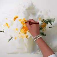 Одуванчики и белая кошка акварелью