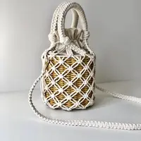 Сумочка-авоська с плетеной круглой корзиной