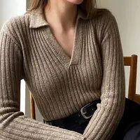 Вязаное спицами без швов поло Birkin