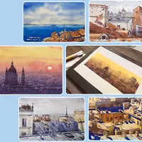 Крыши акварелью