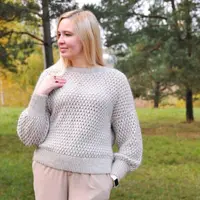 Вязаная ажурная блуза с пышными рукавами Gypsofila