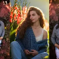 Узорный кардиган спицами сверху Three Season