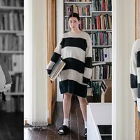 Свободное платье с полосками спицами сверху Maire