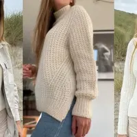 Вязаный жемчужной резинкой женский свитер Det Talje